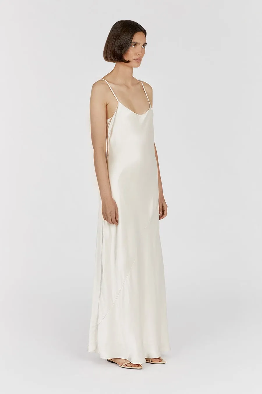 MYA CREAM SATIN SLIP MAXI DRESS