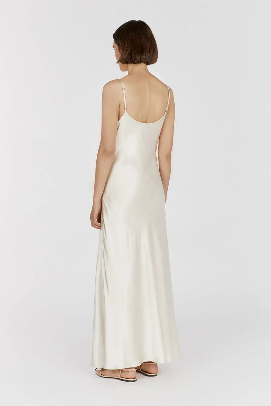 MYA CREAM SATIN SLIP MAXI DRESS
