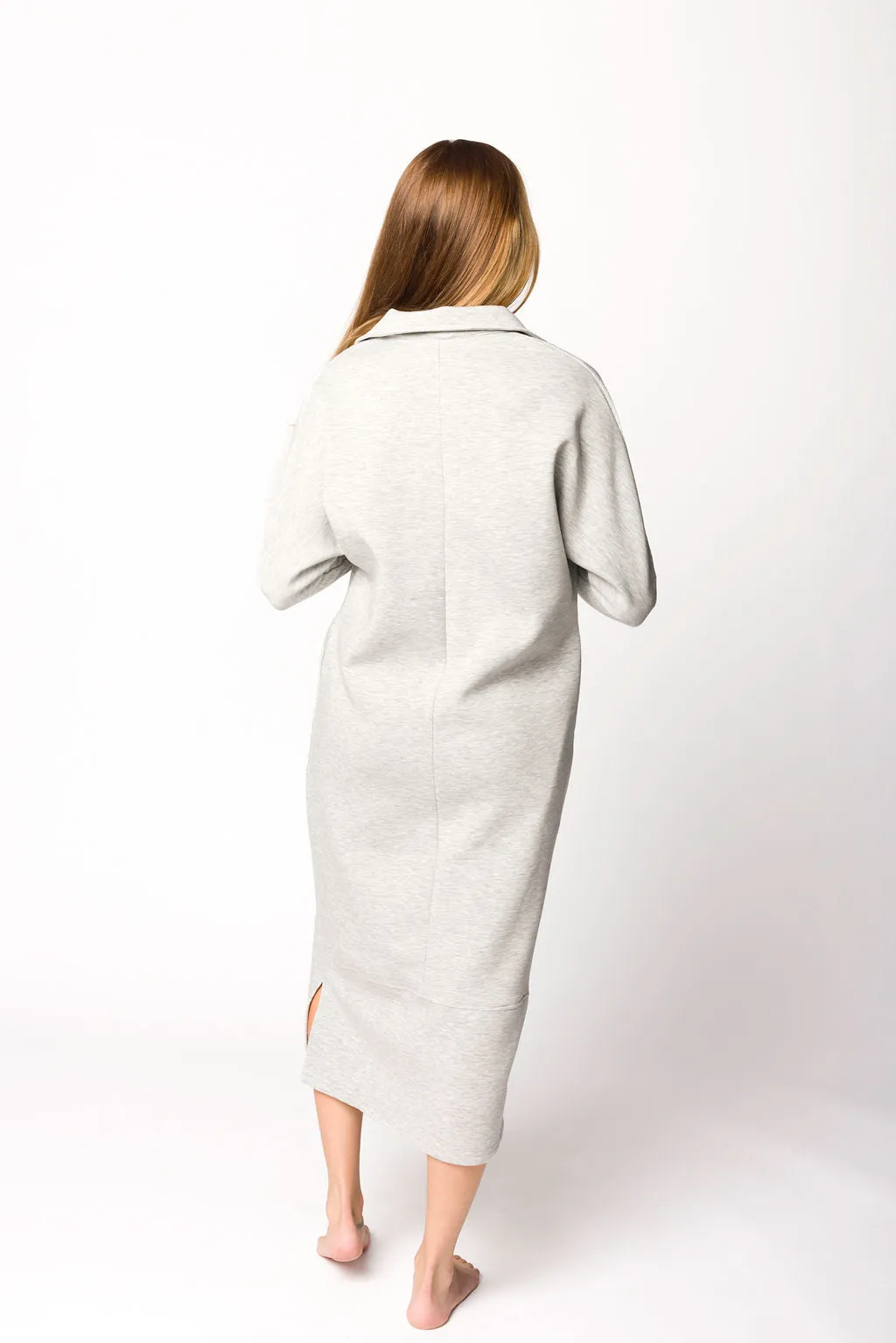 Myra Collared Long Sleeve Maxi Dress in Heather Grey