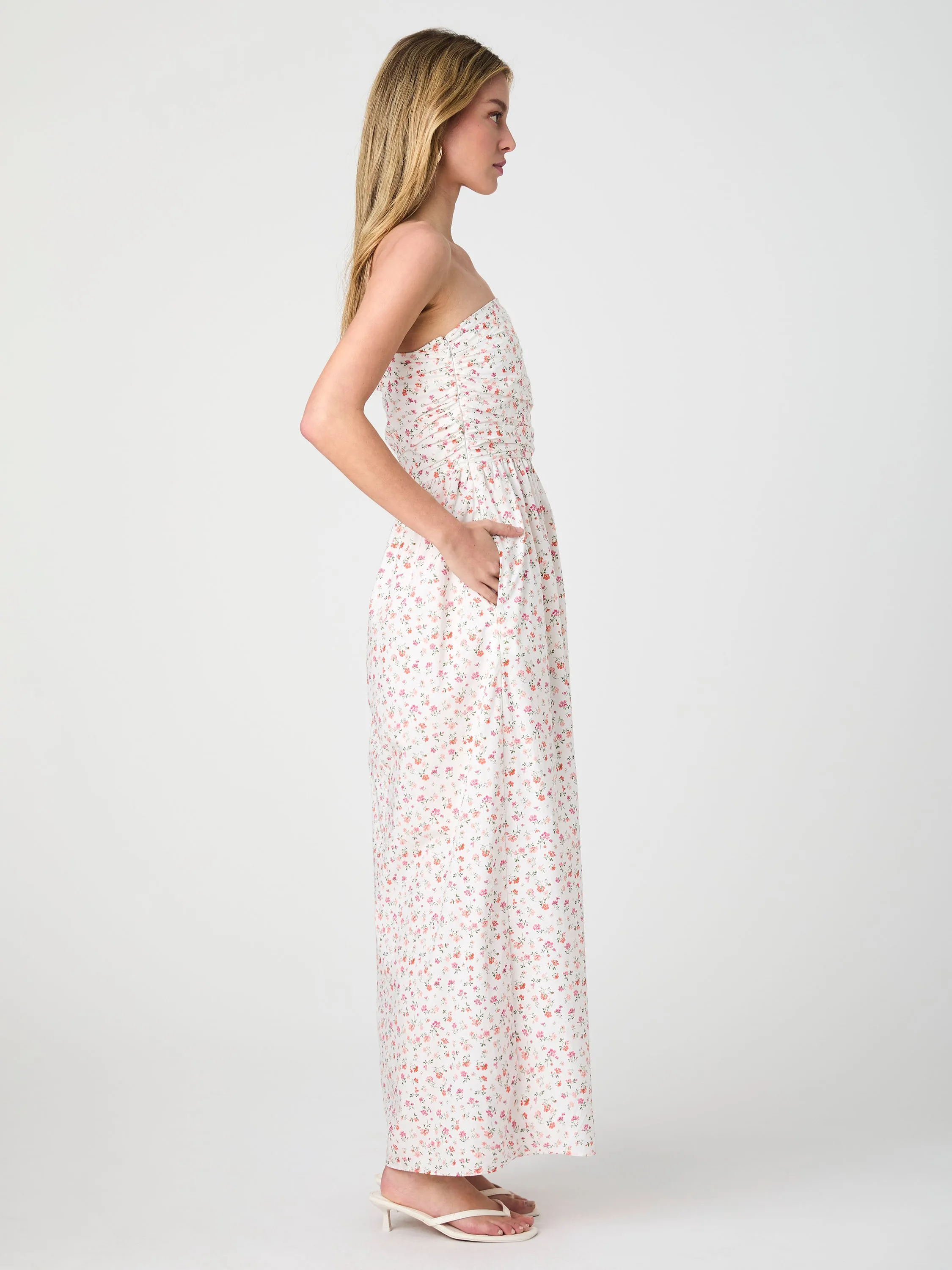 Nomi Cotton Strapless Midi Dress