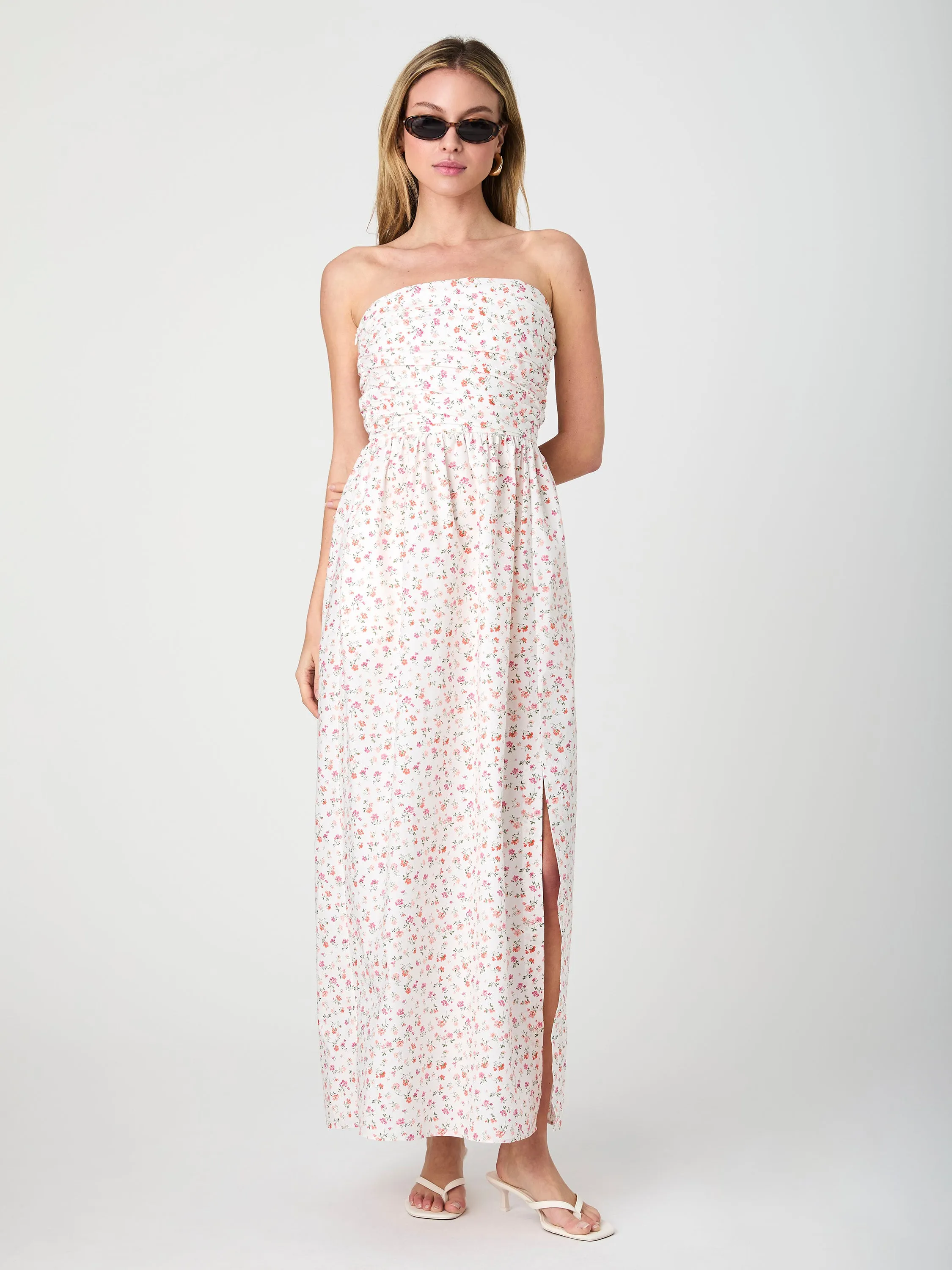 Nomi Cotton Strapless Midi Dress