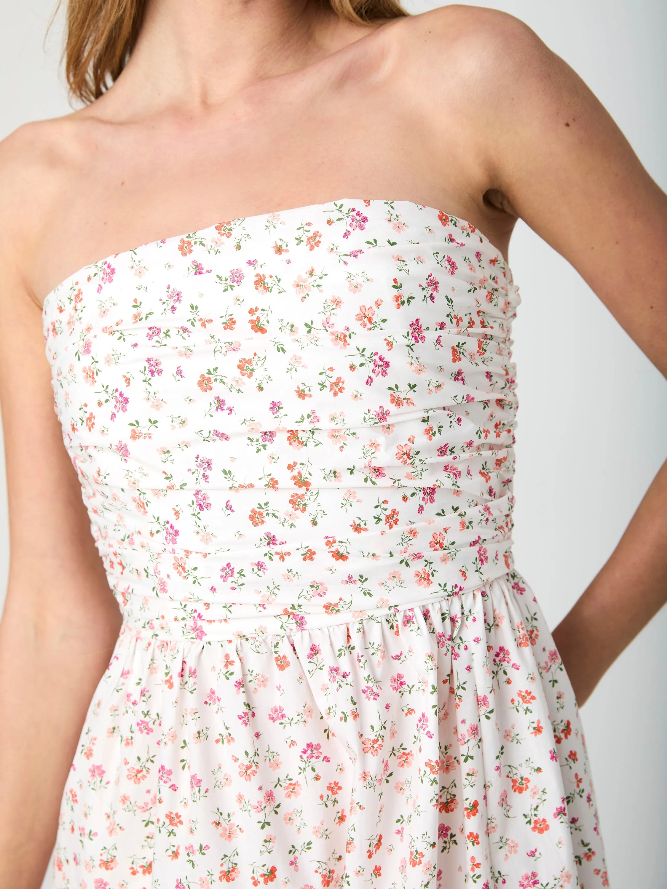 Nomi Cotton Strapless Midi Dress