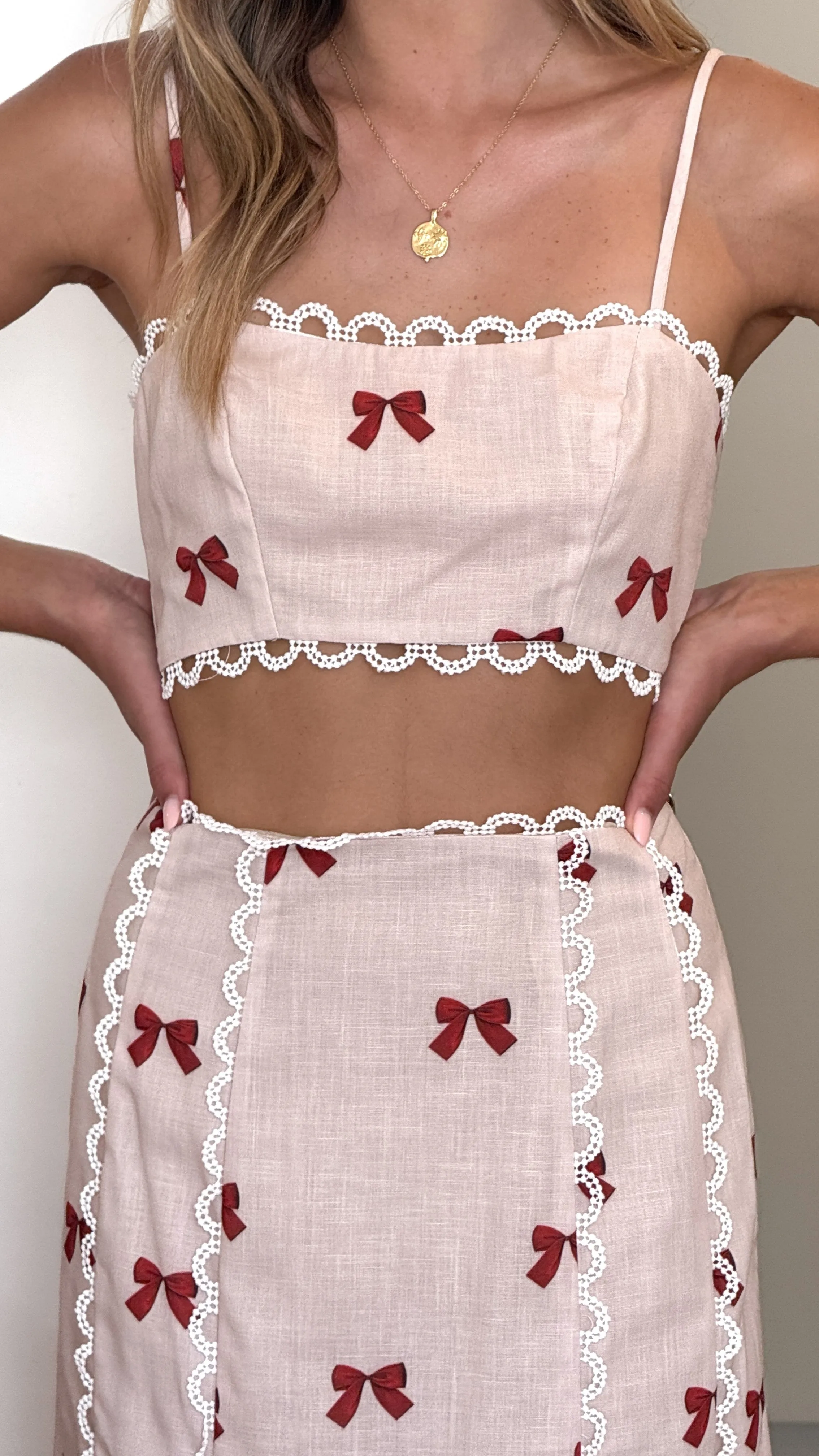 Nova Crop Top - Red Bow