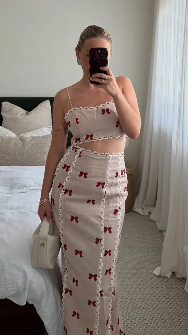 Nova Crop Top - Red Bow