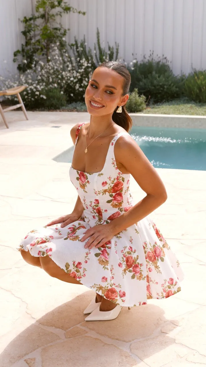 Oksana Mini Dress - White Floral