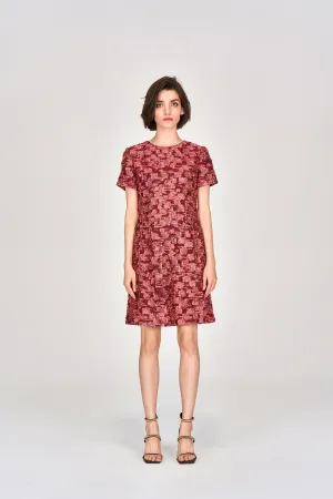 Orange Lurex Tweed Short Sleeves Dress