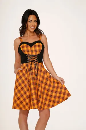 Orange Plaid Swing Dress