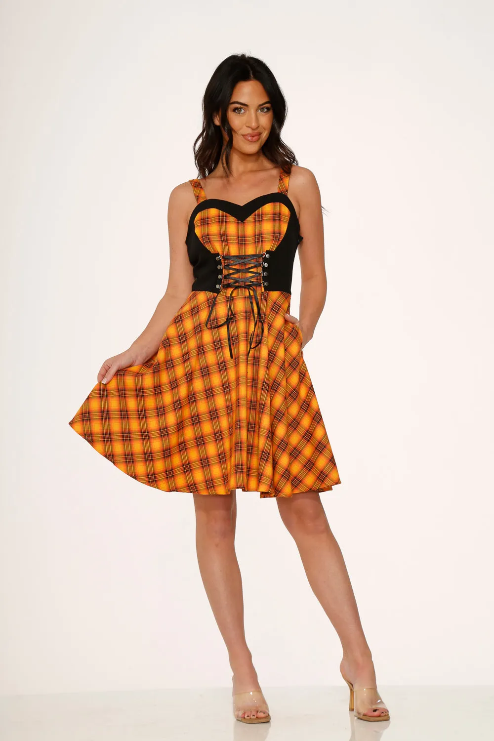 Orange Plaid Swing Dress