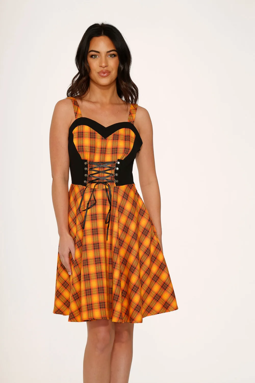 Orange Plaid Swing Dress