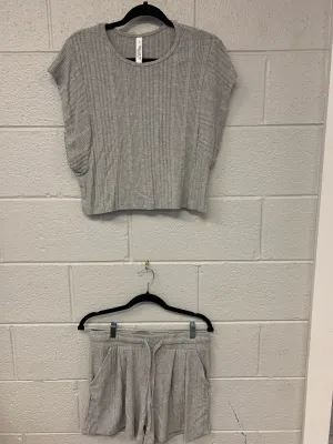 Outlet 7221 - Latched Mama Endless Nursing Short Set - Ribbed Heathered Grey - Small