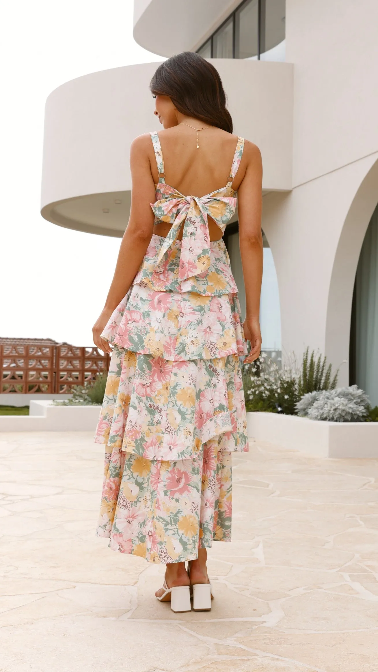 Page Maxi Dress - Blush / Yellow Floral