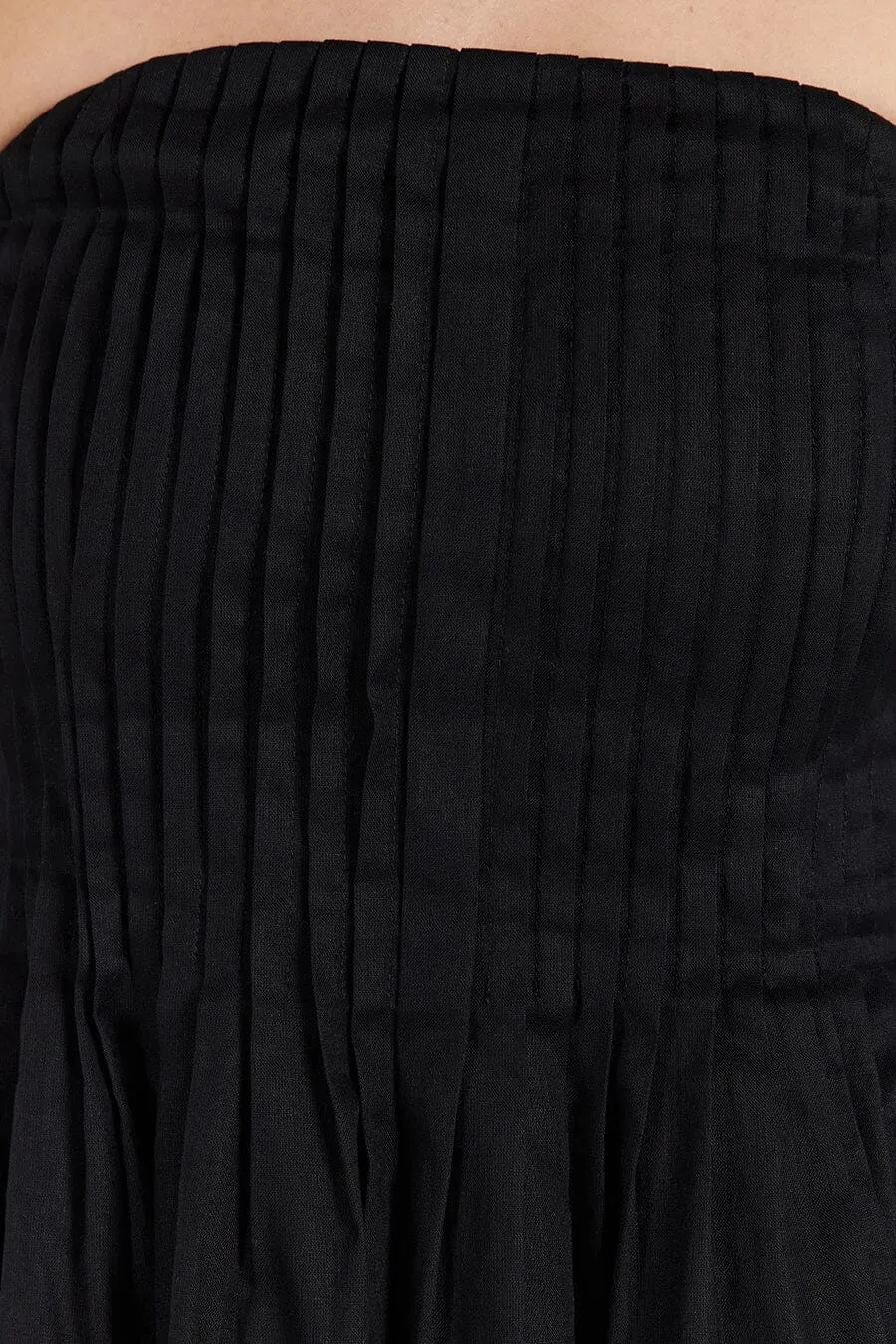 PAIGE BLACK LINEN BLEND STRAPLESS TOP