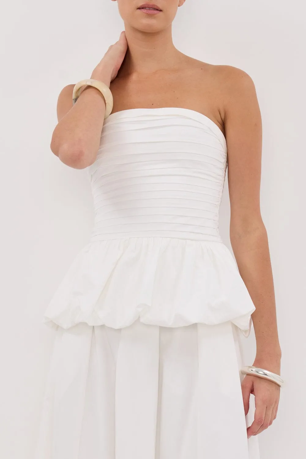 PEGGY WHITE COTTON STRAPLESS TOP