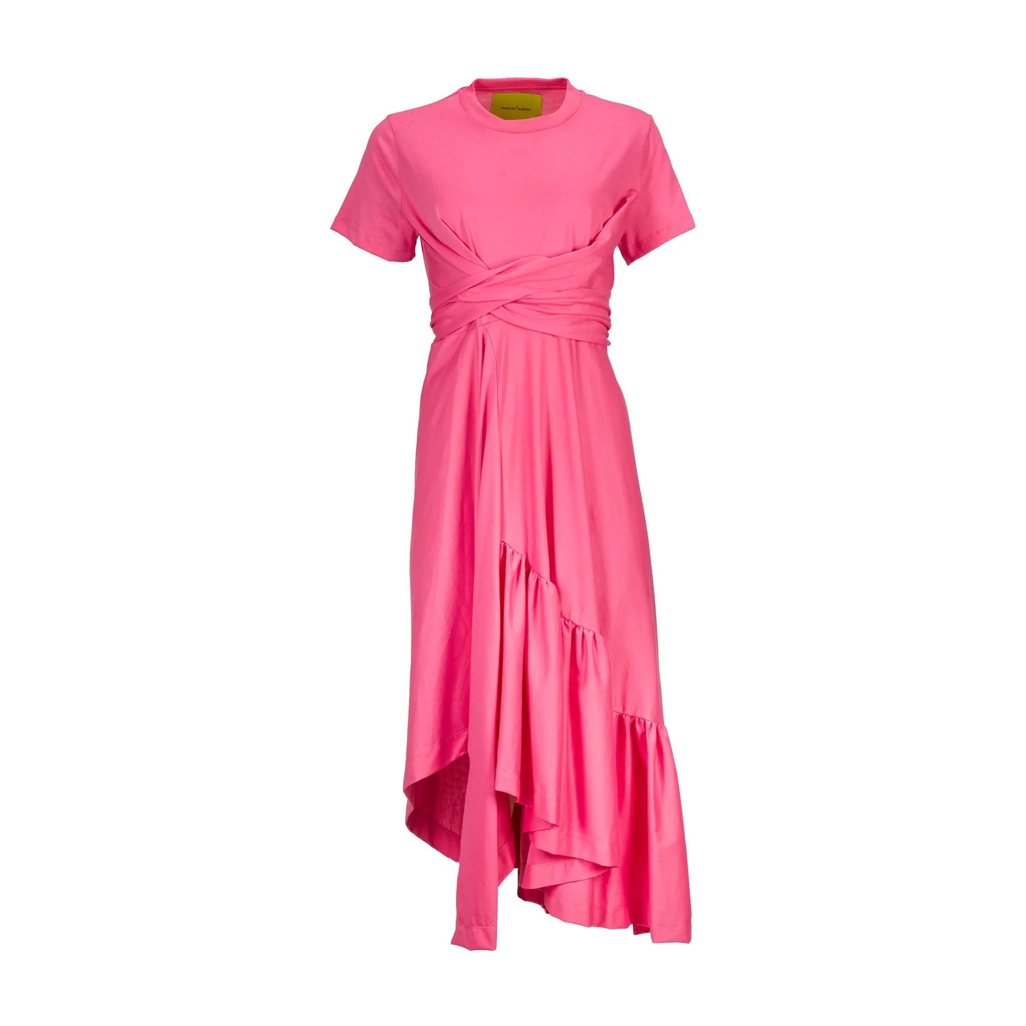 PINK CROSS WAIST DRAPE T-SHIRT DRESS
