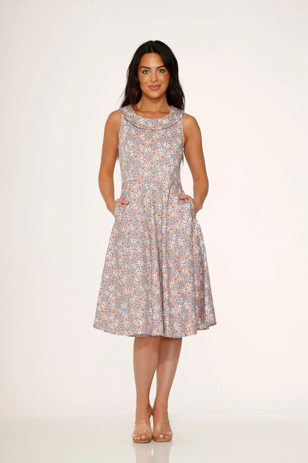 Pink Daisy Floral Swing Dress