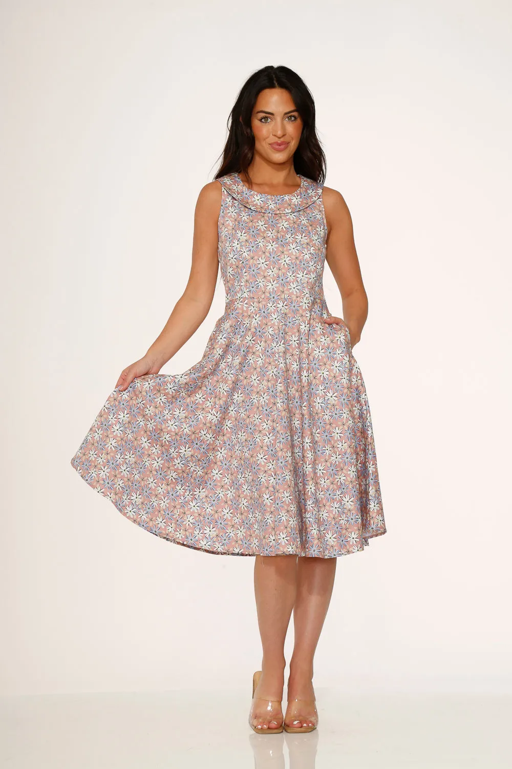 Pink Daisy Floral Swing Dress