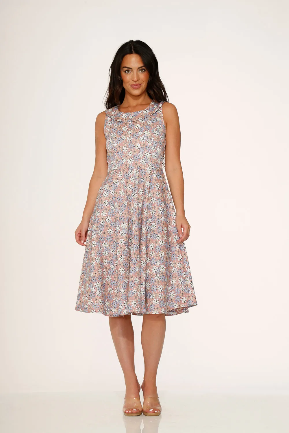 Pink Daisy Floral Swing Dress