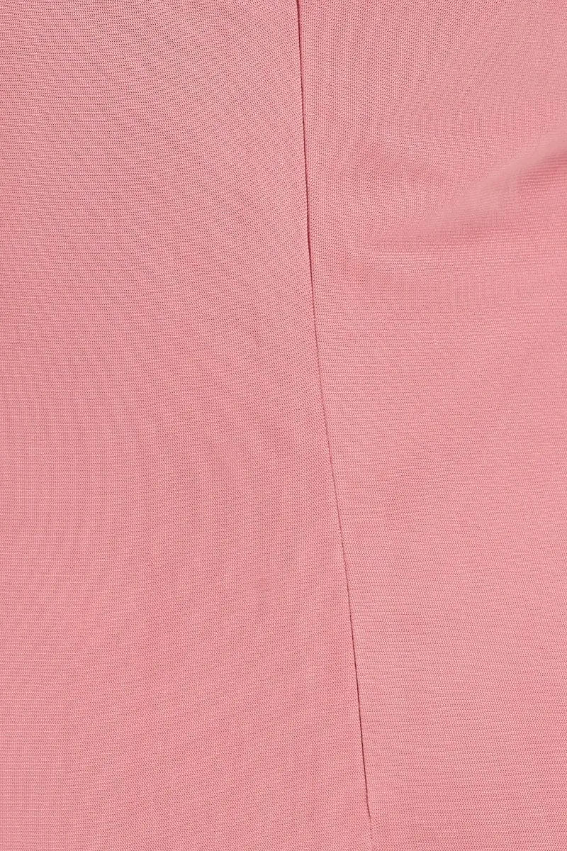 Pink Maxi Dress Sleeveless Gathering Bust Mesh