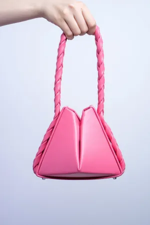 Pink Triangle Braided Strap Bucket Bag