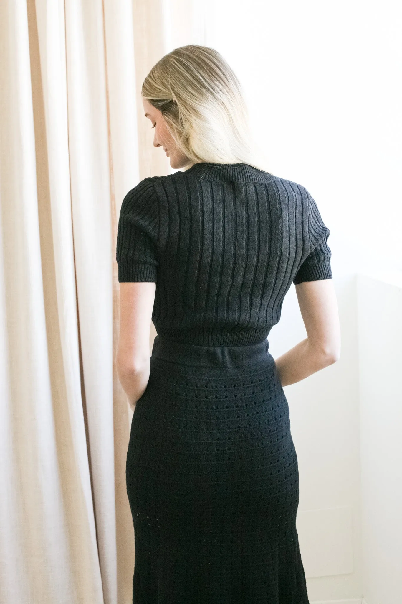 Pointelle Knit Set - Black
