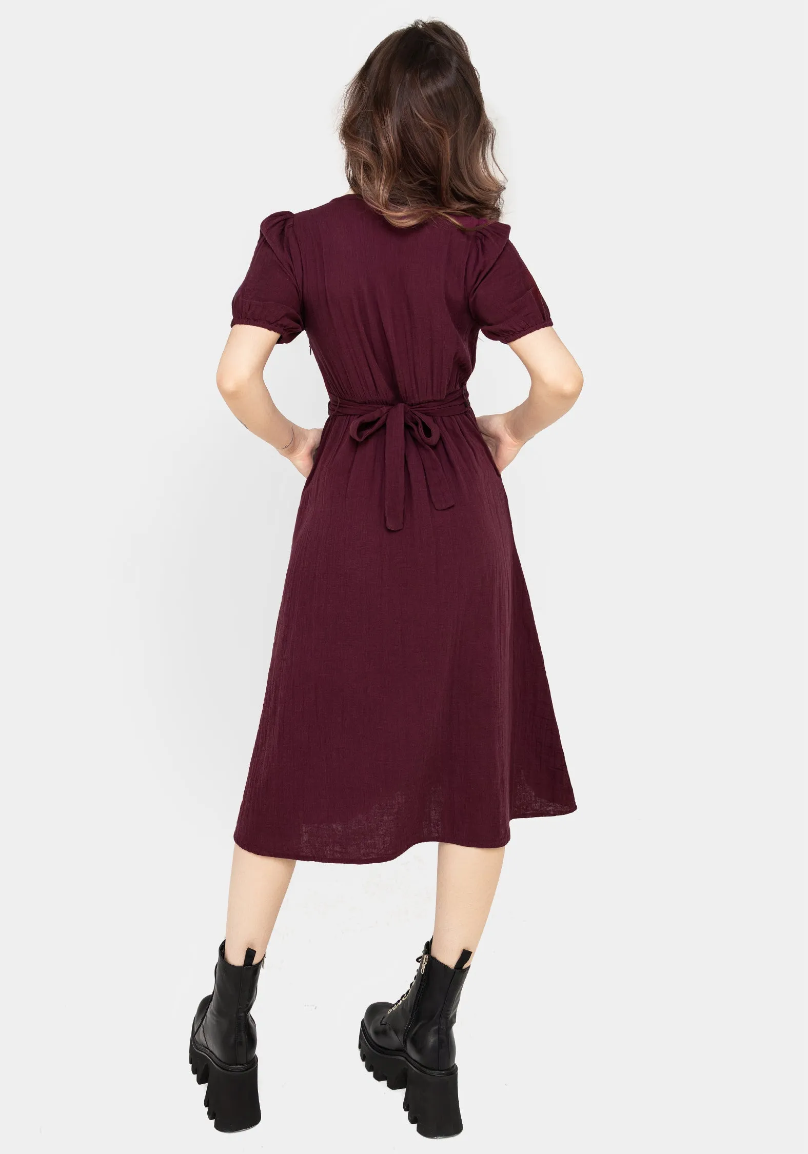 Poultice Embroidered Cotton Midi Dress