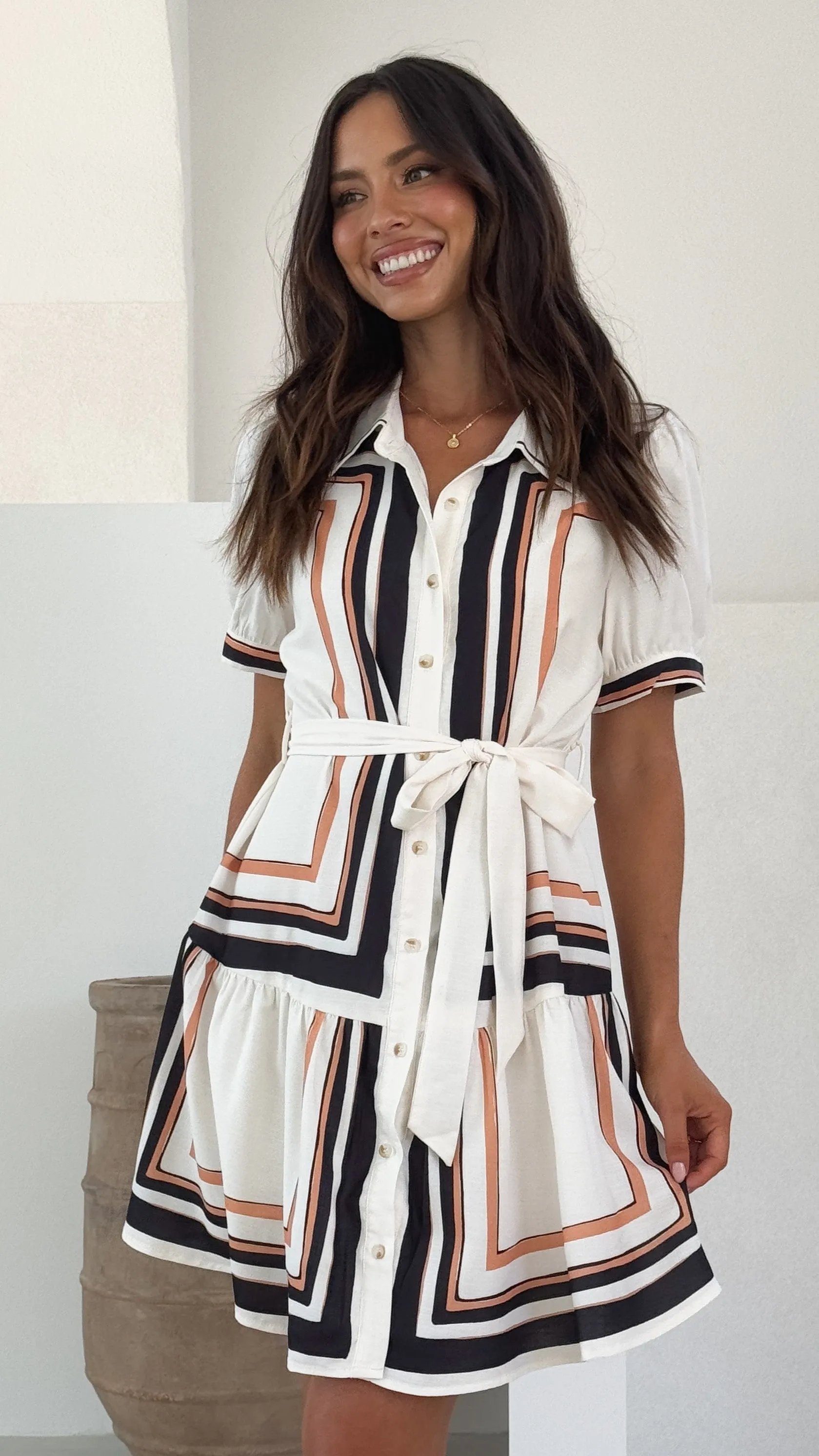 Priscilla Mini Dress - Black/Beige