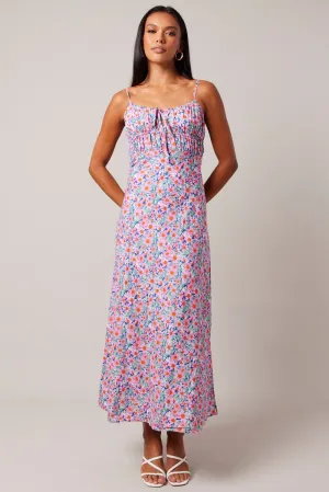 Purple Ditsy Maxi Dress Strappy