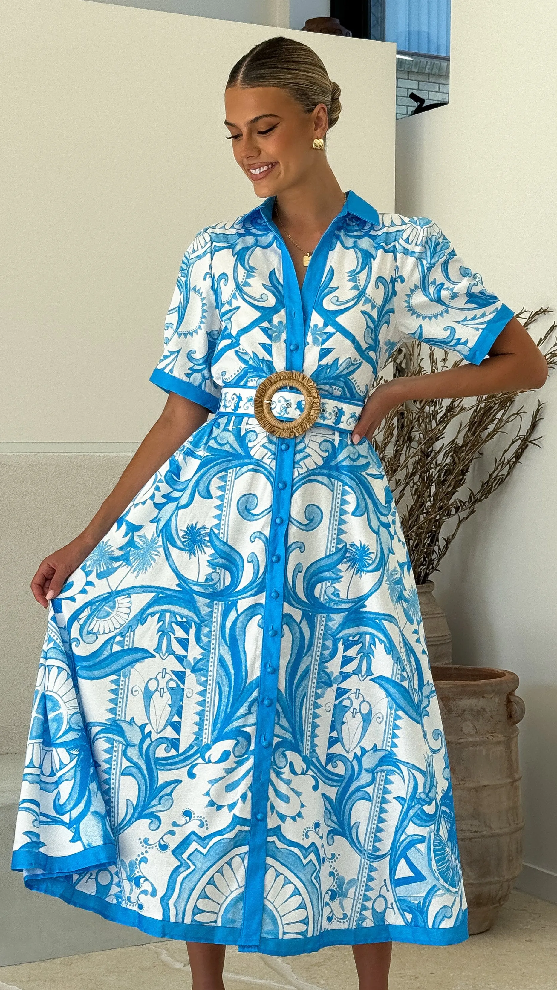 Quita Midi Dress - Blue Azure
