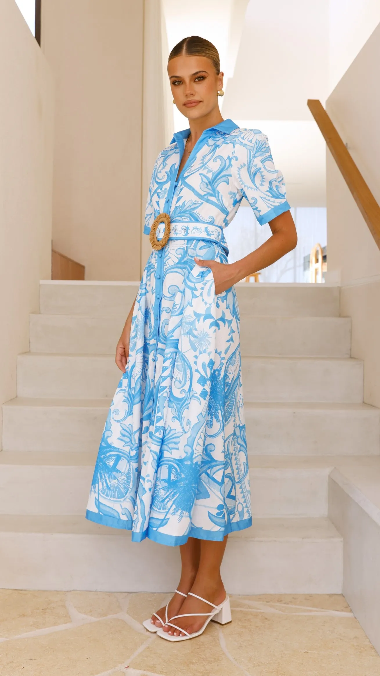 Quita Midi Dress - Blue Azure