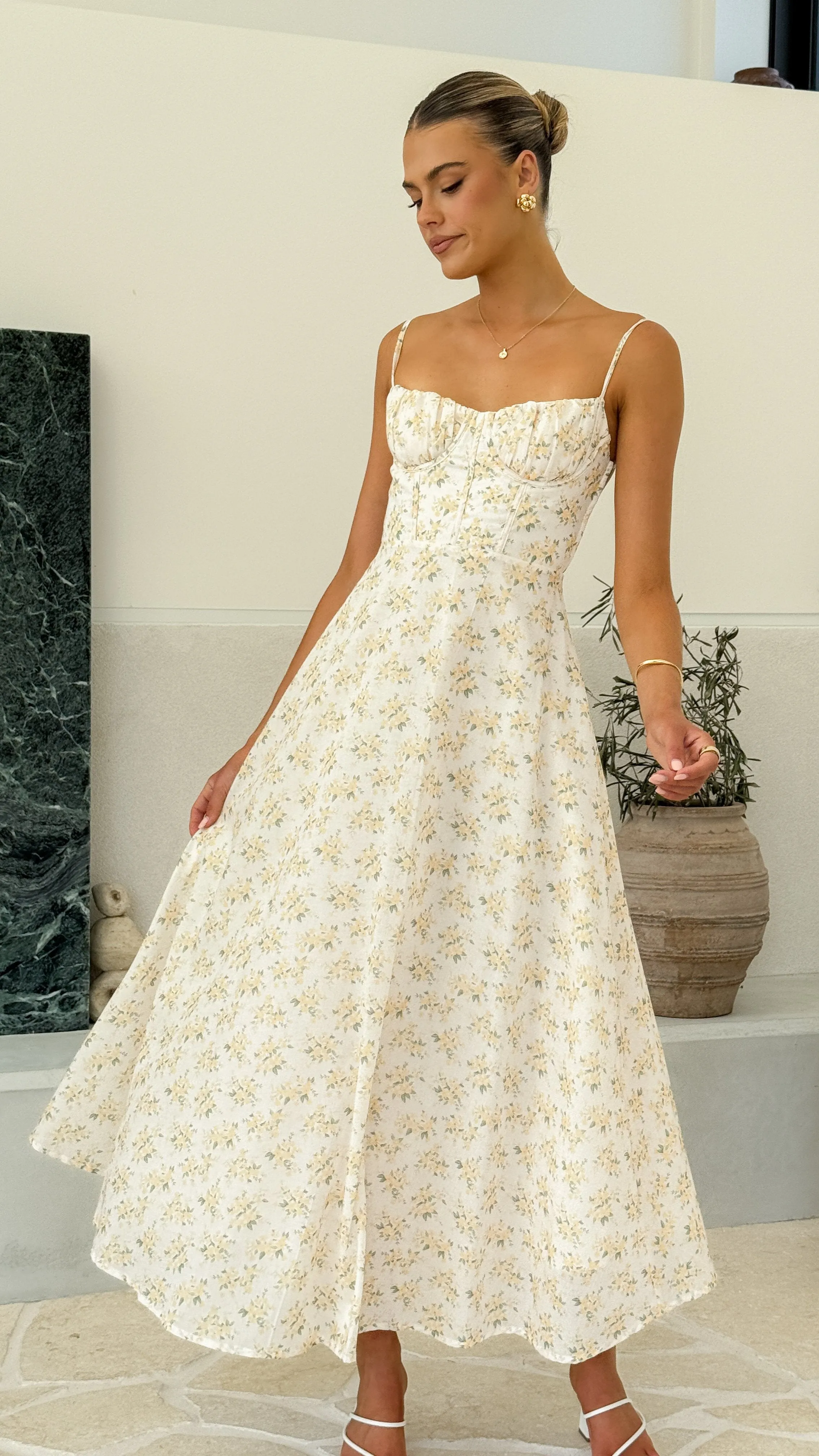Rahima Maxi Dress - Yellow Floral