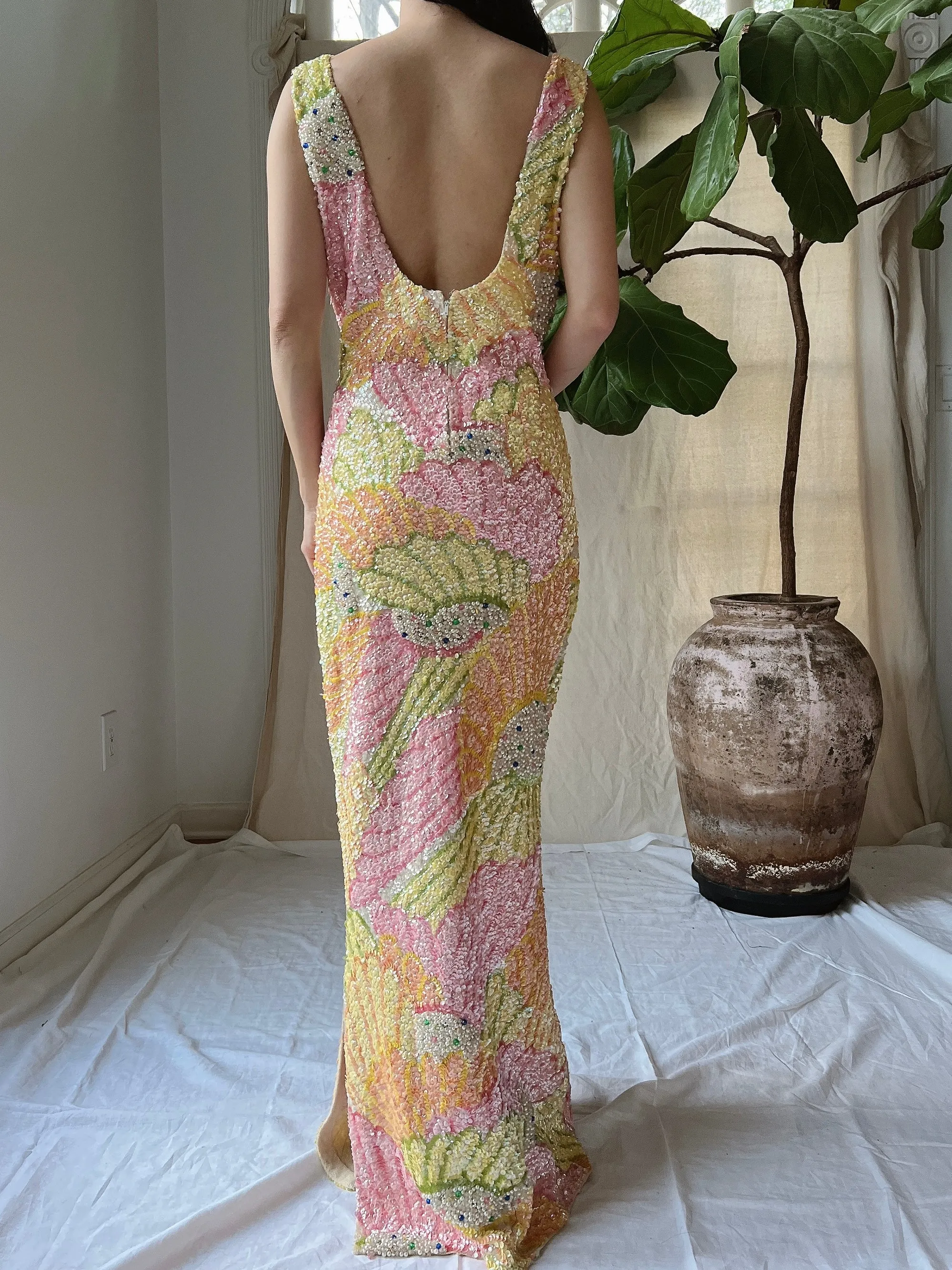 Rare Gene Shelly Beaded Gown - S-M