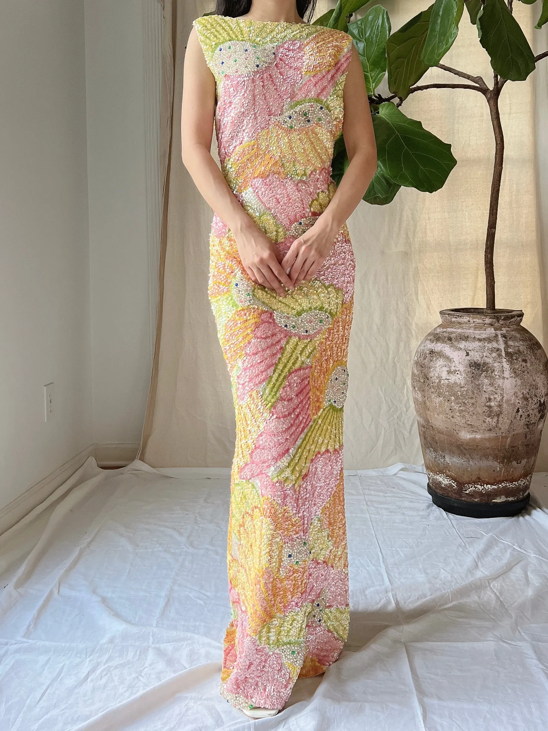 Rare Gene Shelly Beaded Gown - S-M