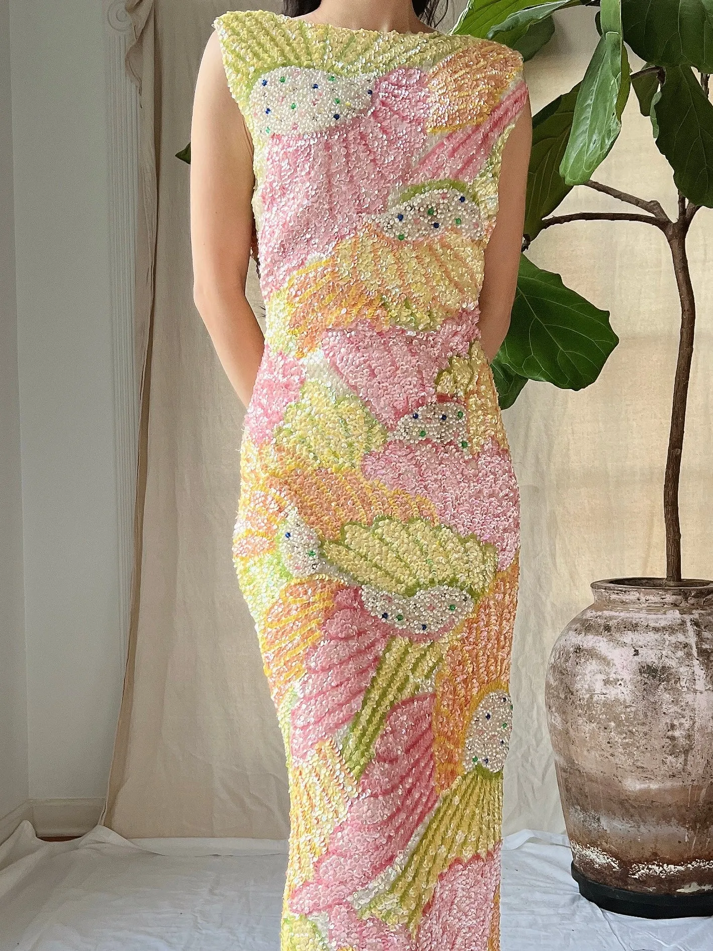 Rare Gene Shelly Beaded Gown - S-M