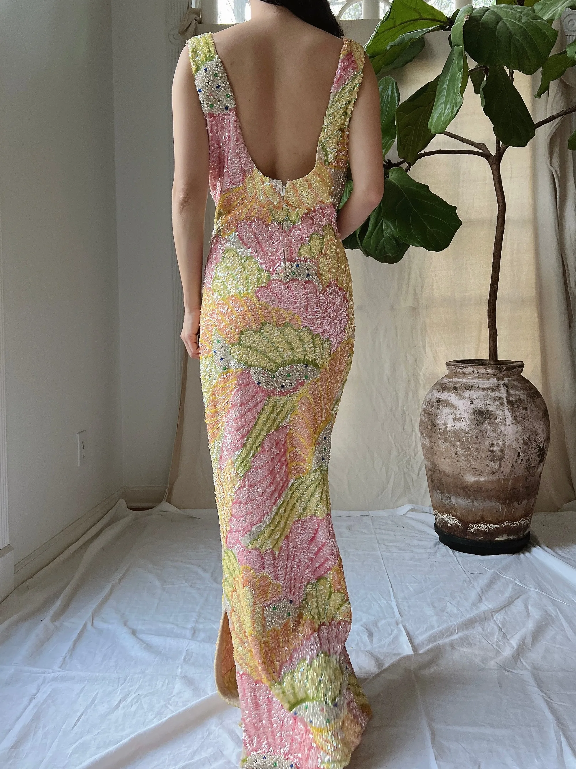 Rare Gene Shelly Beaded Gown - S-M