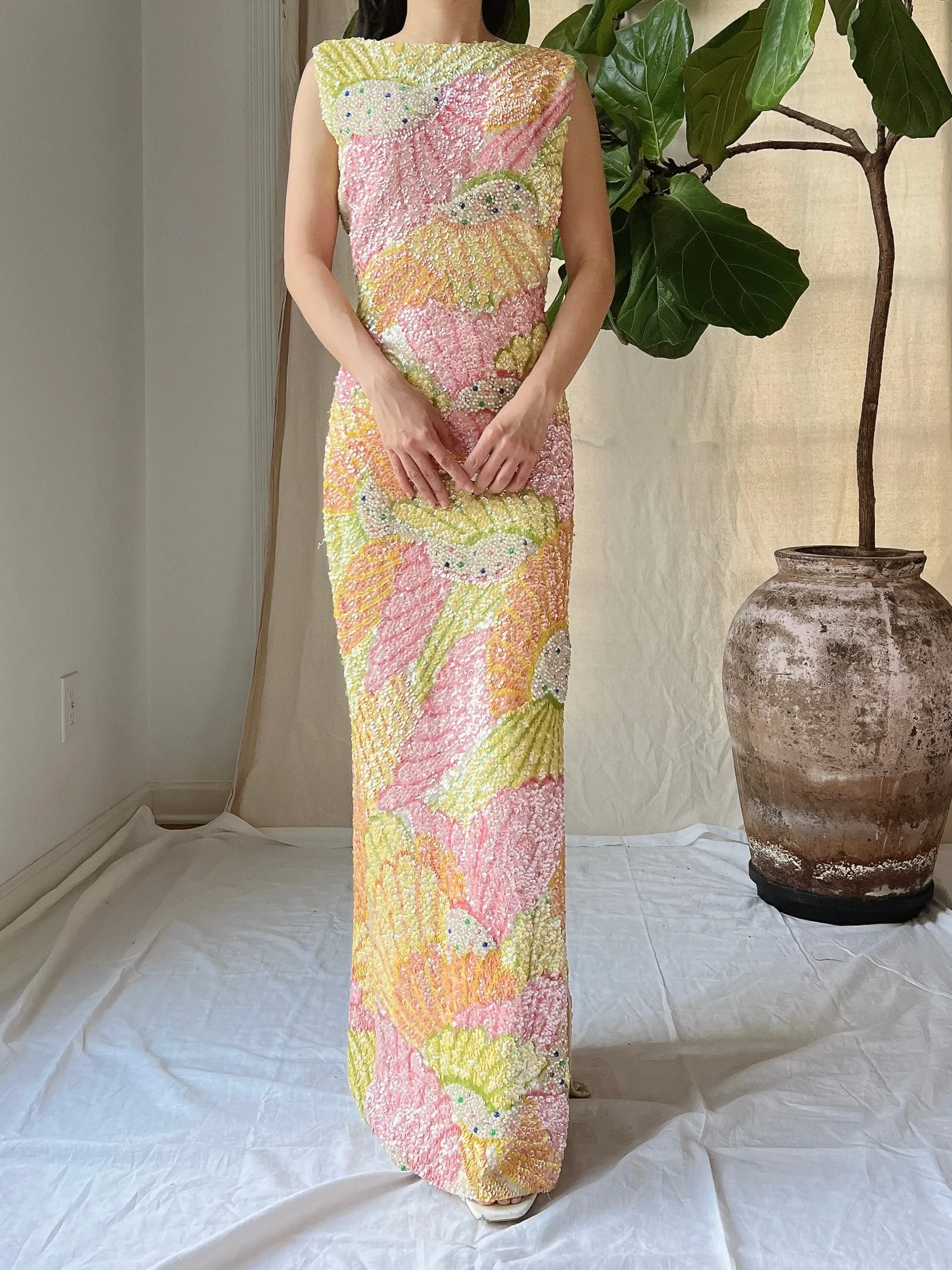 Rare Gene Shelly Beaded Gown - S-M