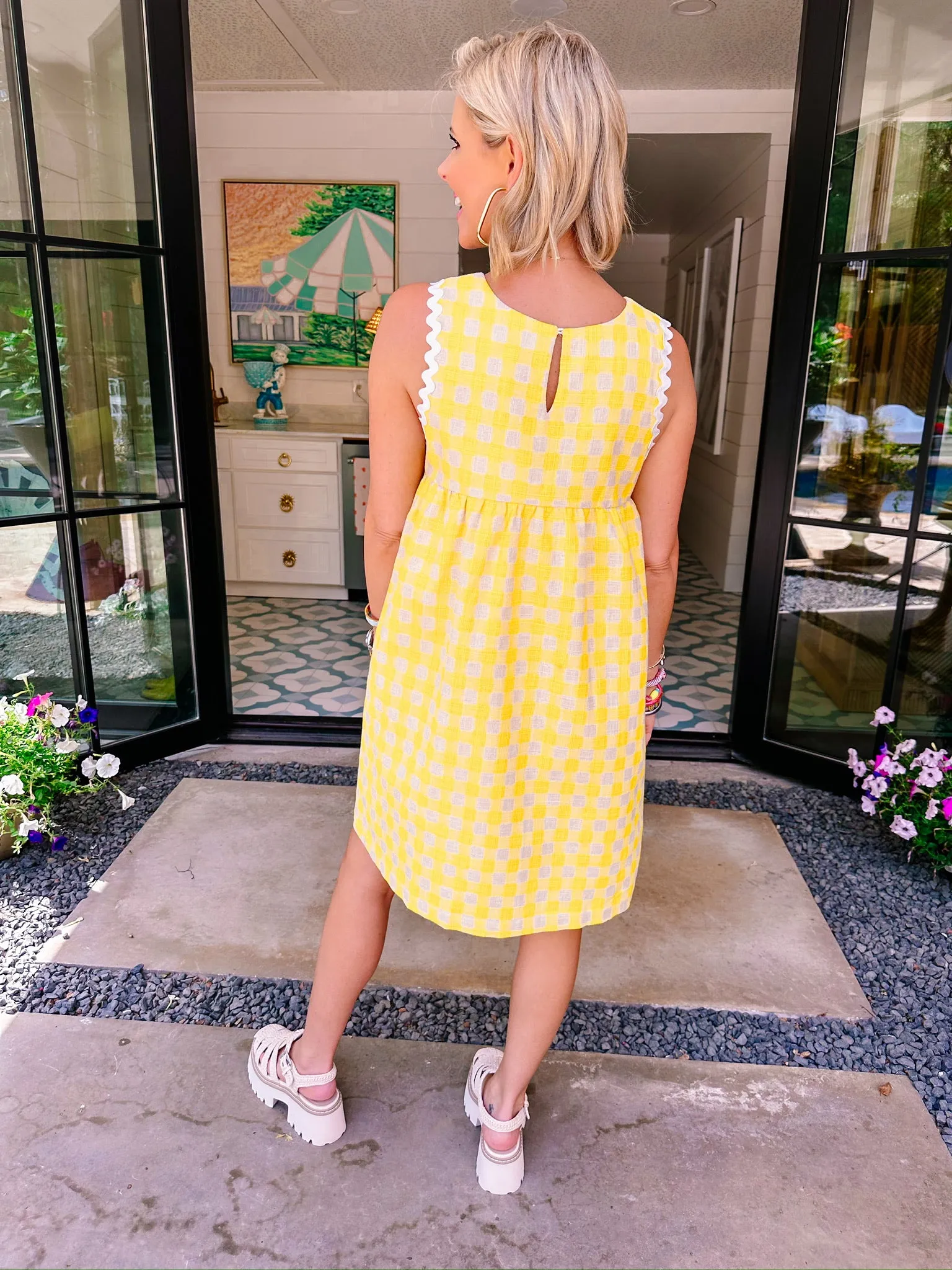 RAY OF SUNSHINE GINGHAM DRESS - YELLOW