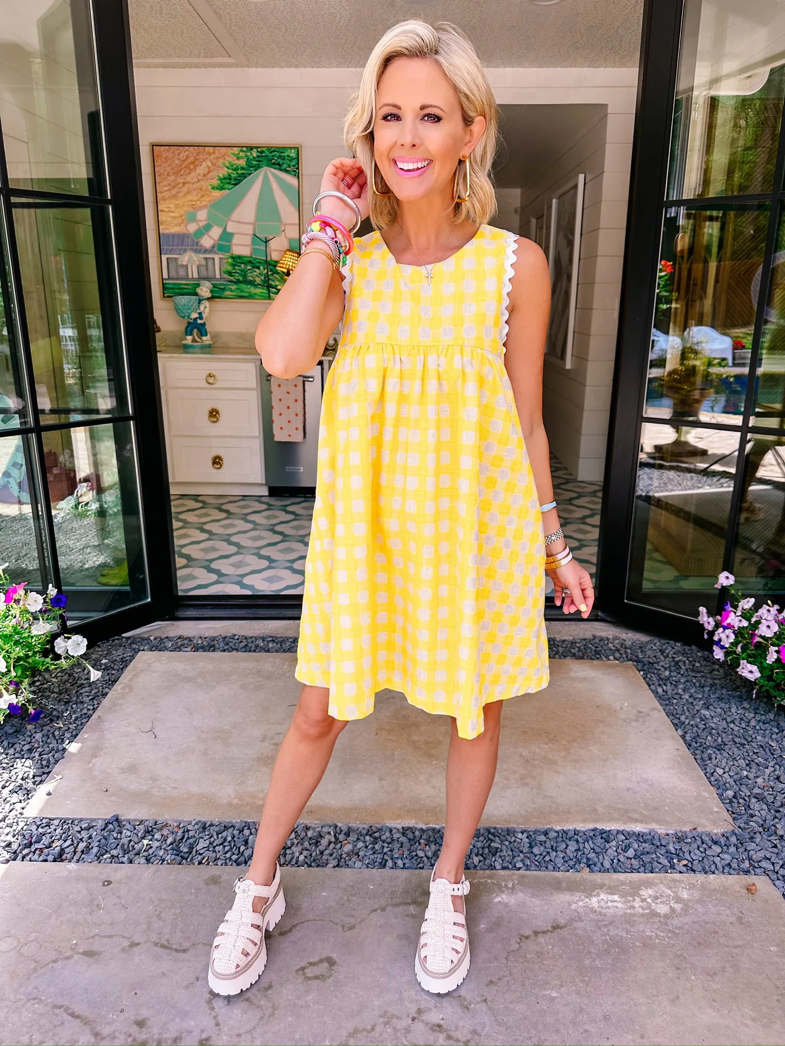 RAY OF SUNSHINE GINGHAM DRESS - YELLOW