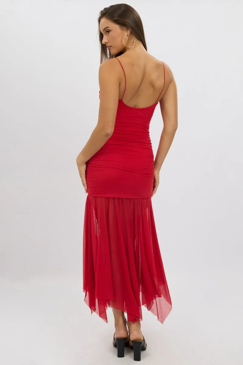 Red Bodycon Dress Singlet Maxi