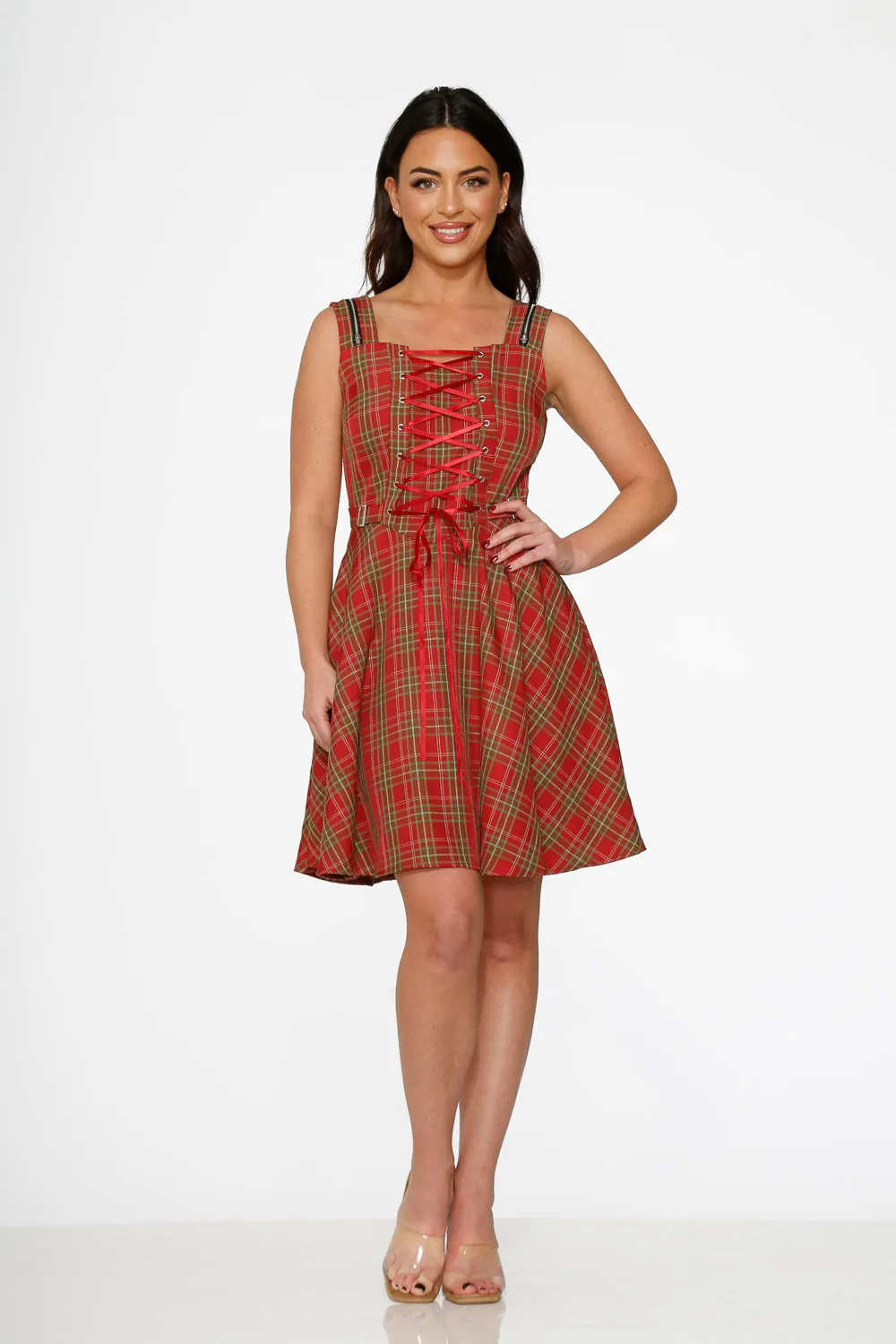 Red Plaid Swing Dress