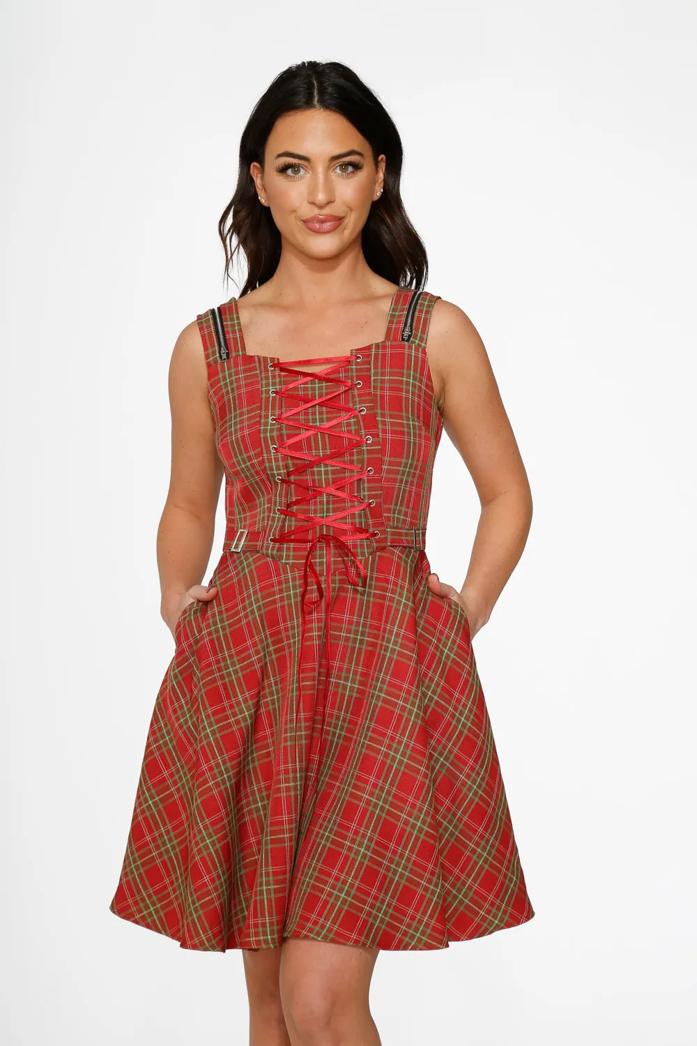Red Plaid Swing Dress
