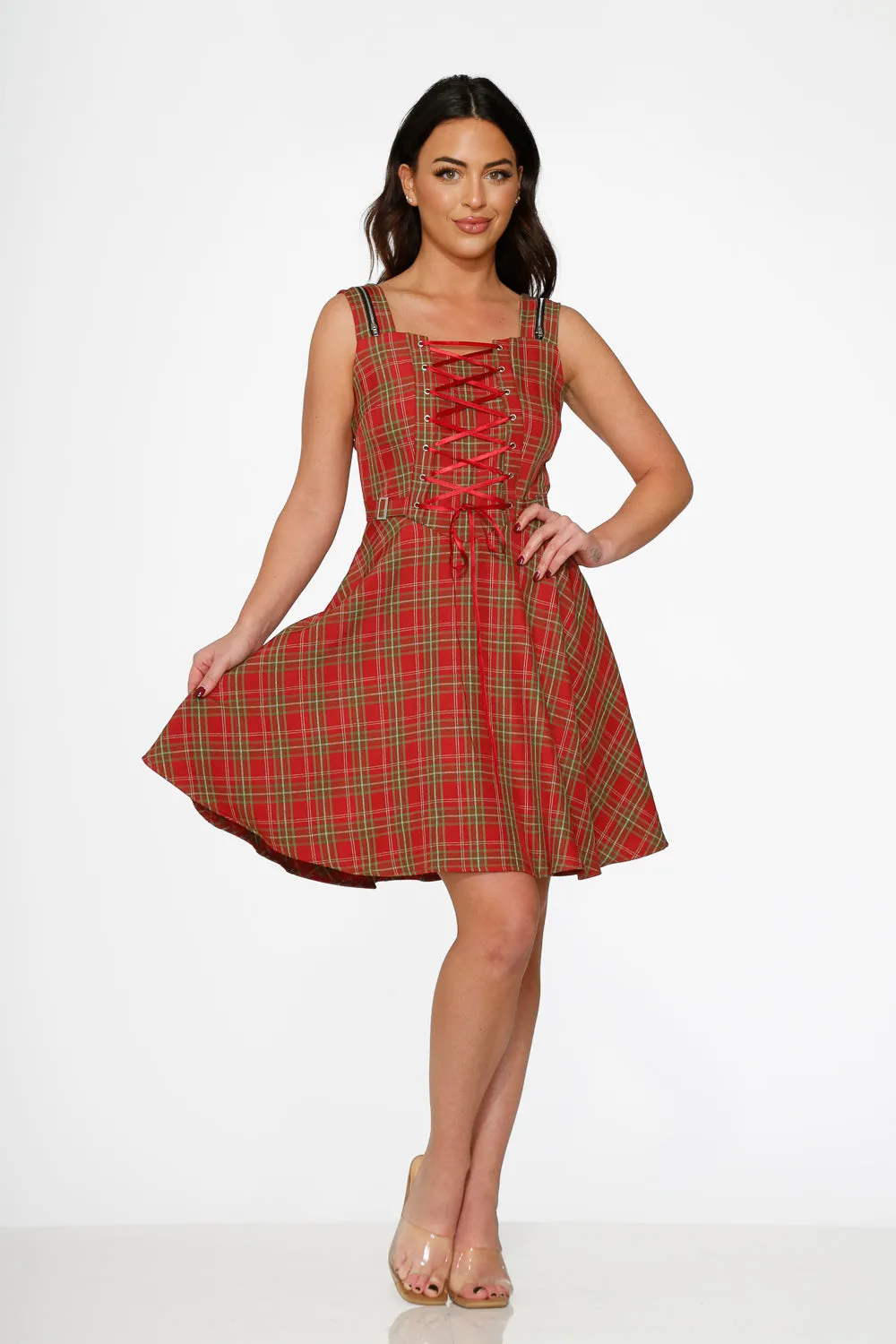 Red Plaid Swing Dress