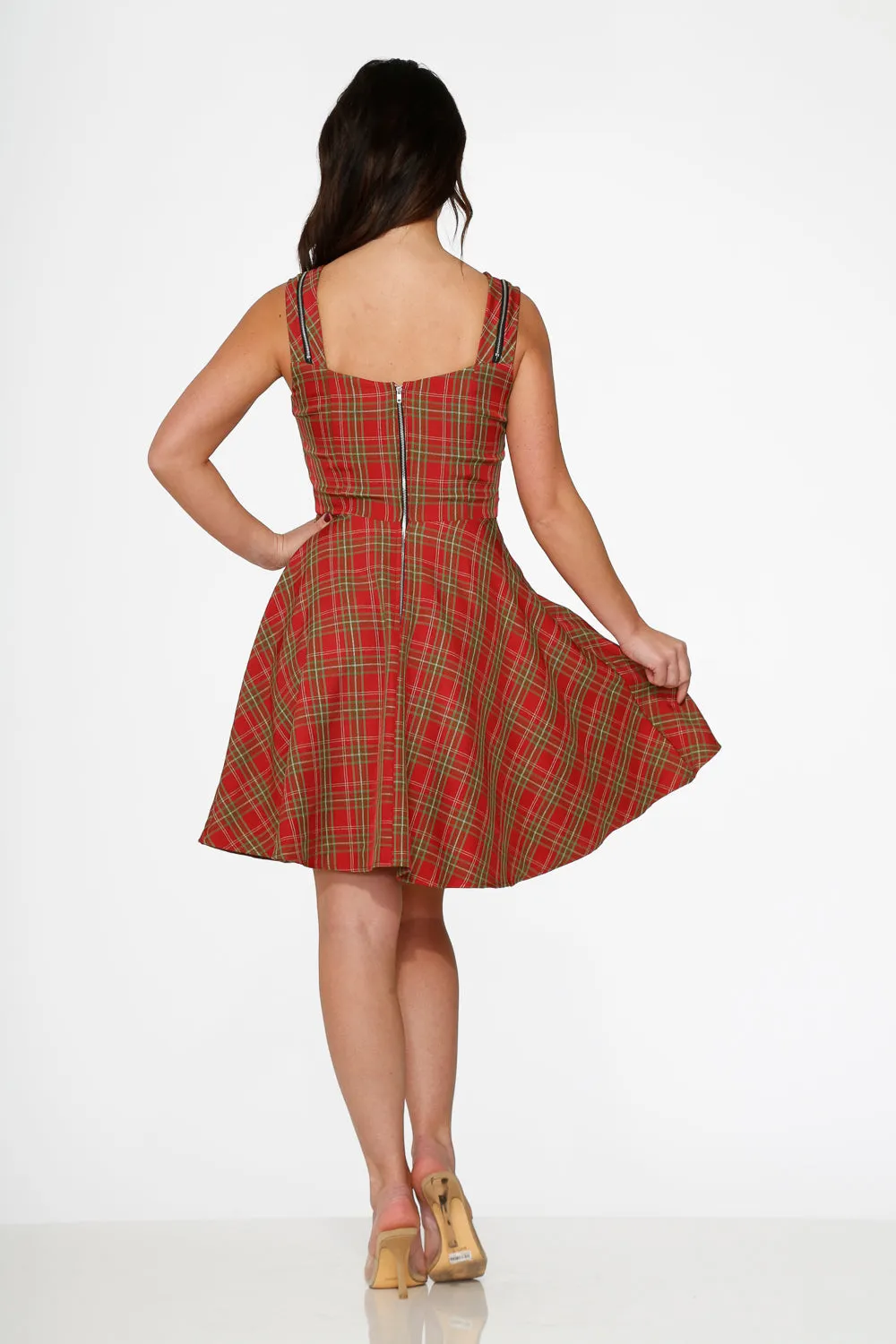 Red Plaid Swing Dress