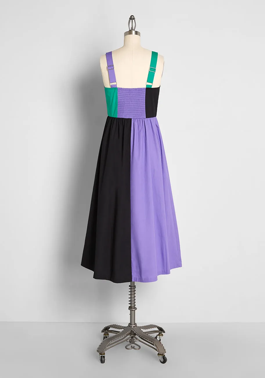 Retro Block Party Midi Dress
