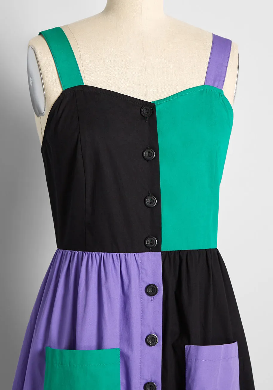 Retro Block Party Midi Dress
