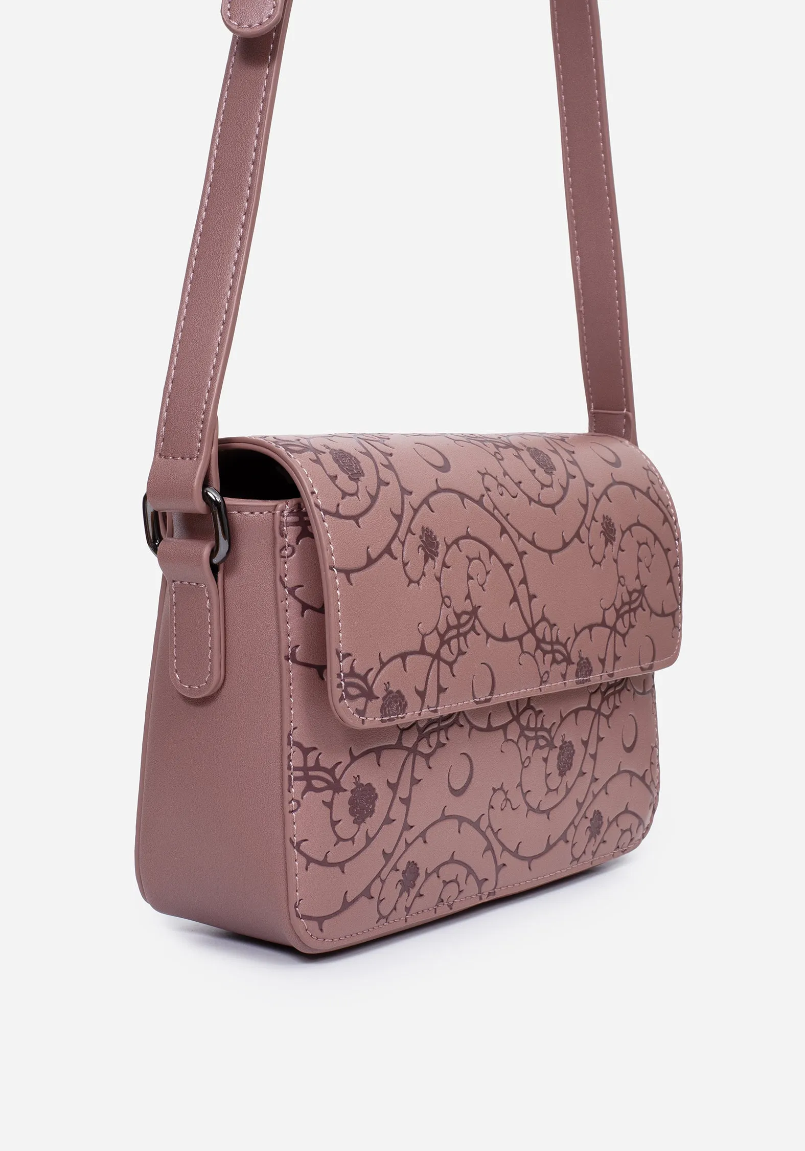 Rosethorn Floral Debossed Crossbody Bag