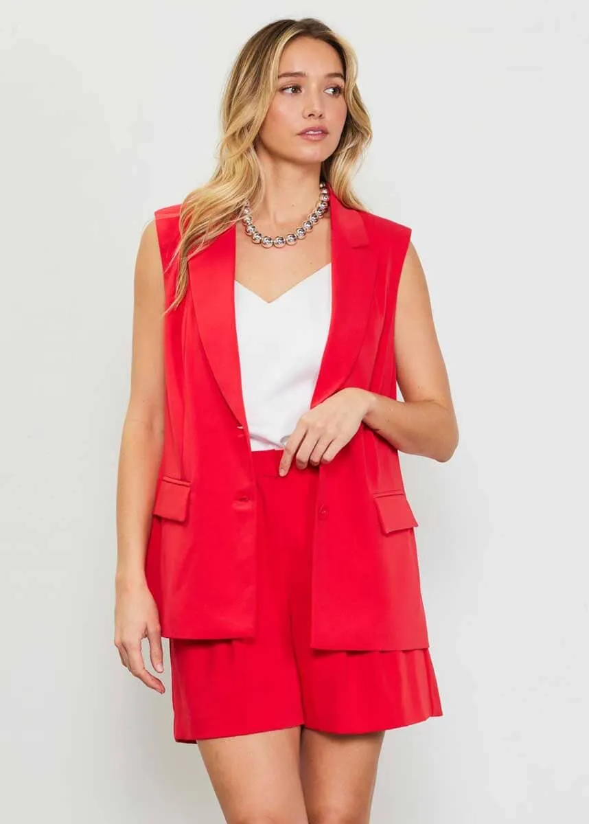 Ruby Pleated Shorts - Red