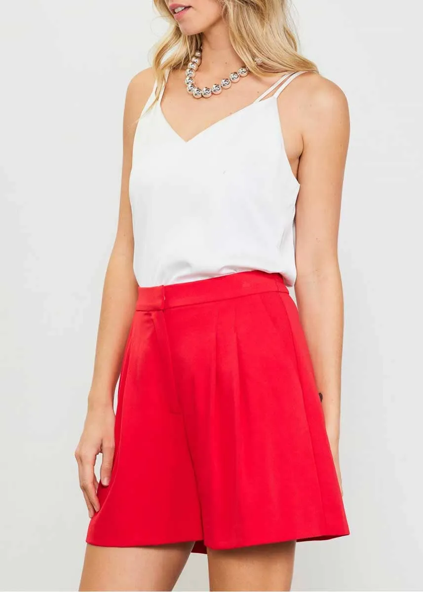 Ruby Pleated Shorts - Red