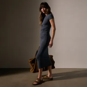 Ruched T Shirt Dress - Asphalt