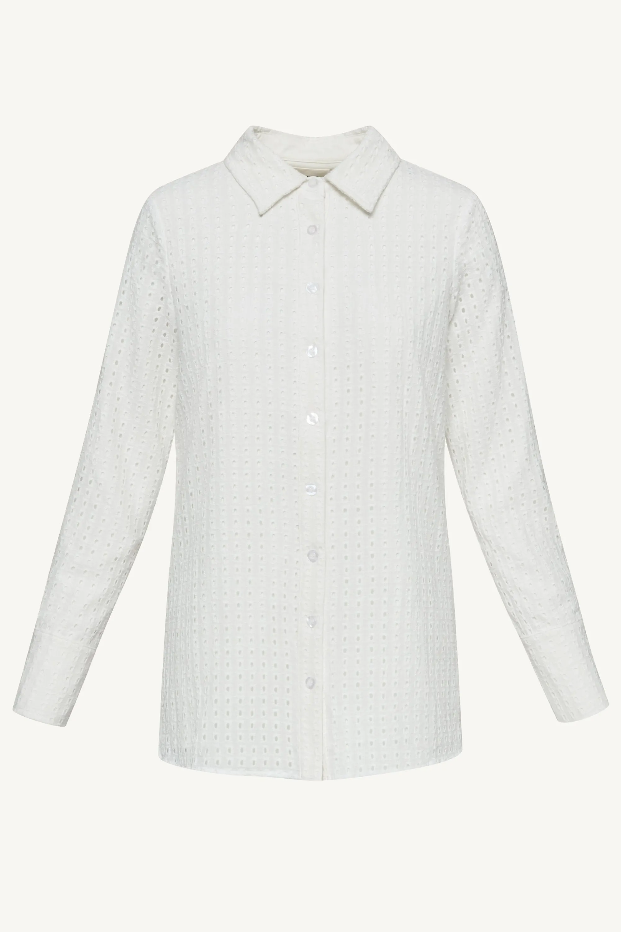 Sadie White Eyelet Button Down Top