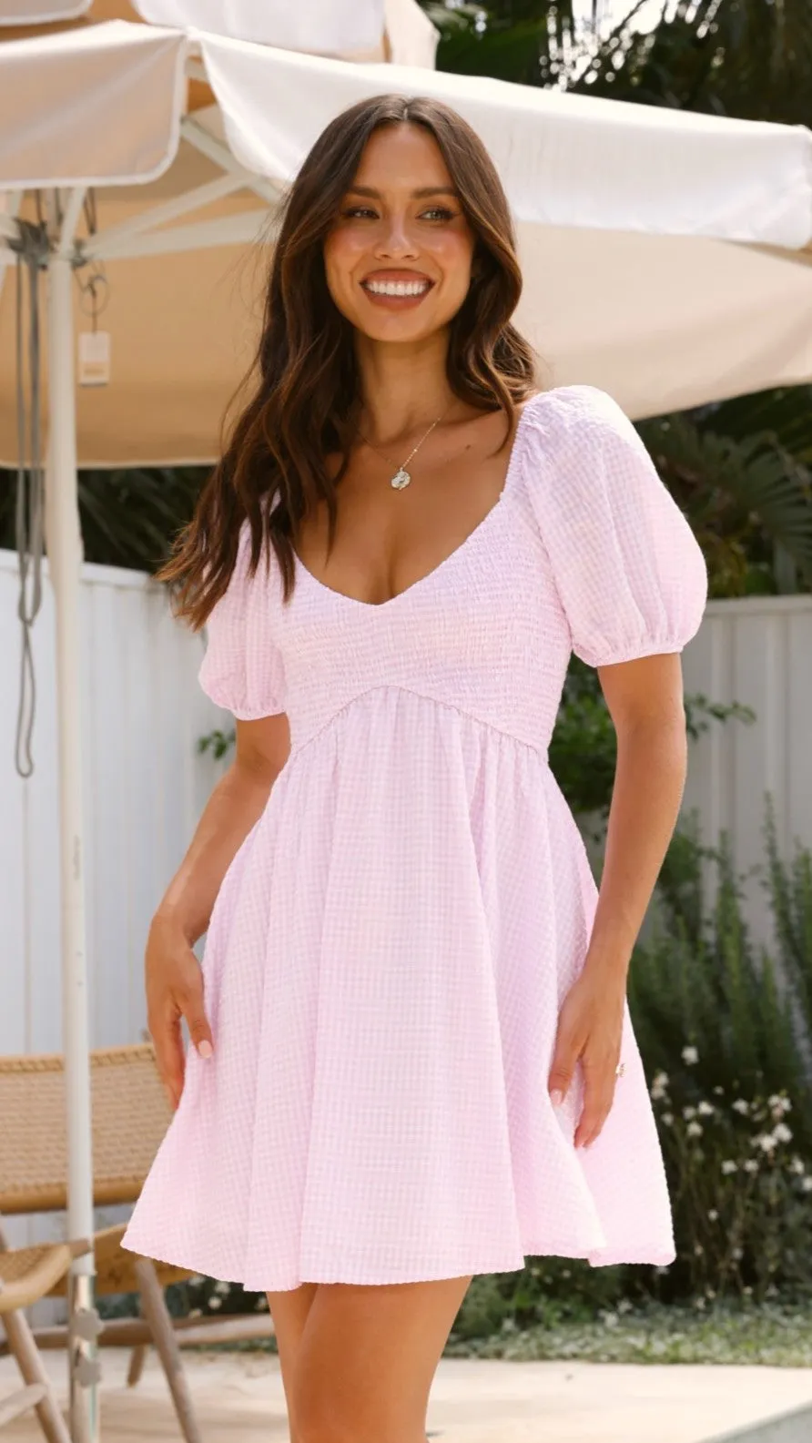 Sahirah Mini Dress - Pink / White Gingham